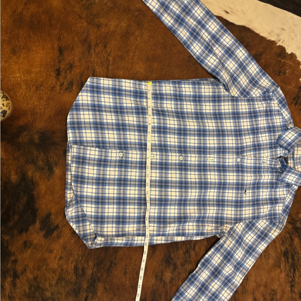 Vineyard Vines Men's White and Blue Check Shirt - Picture 7 of 8